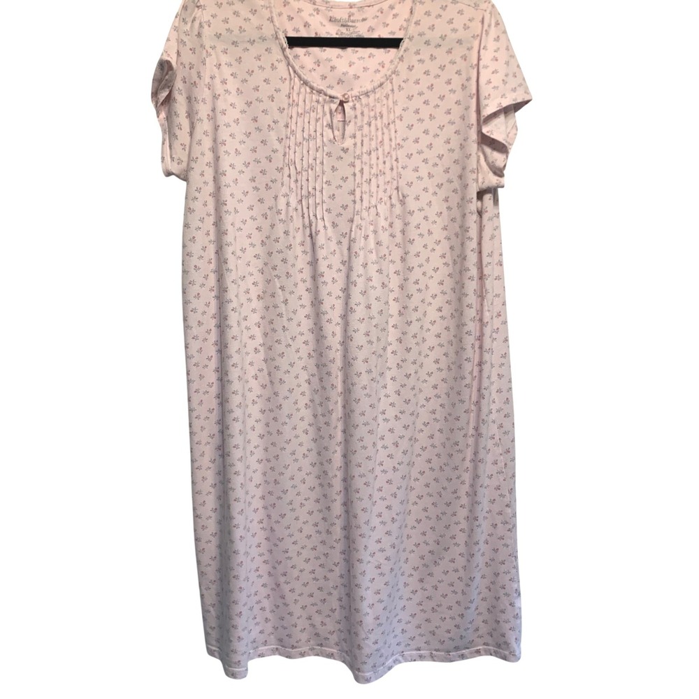 Croft & Barrow Nightgown XL Pink Floral Pintuck Short Sleeve Dainty Cottagecore